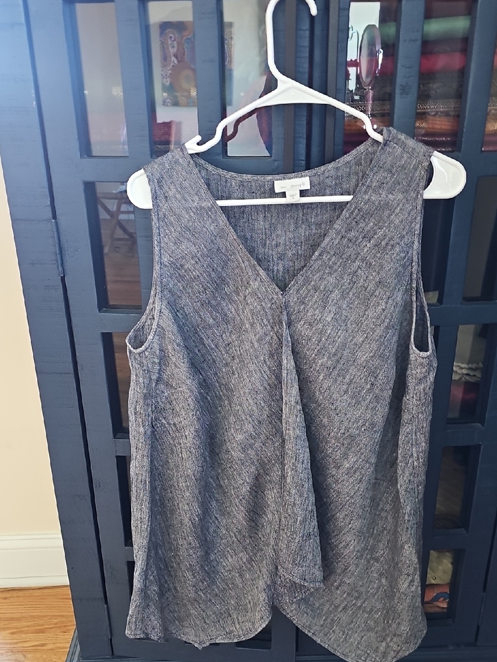 J. Jill Heathered Grey Sleeveless V-Neck Blouse
